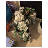 Basket of Artificial Magnolia Flowers