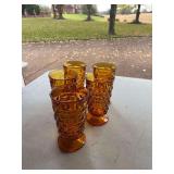5 Vintage Indiana Glass Whitehall Footed Tumbler in Amber