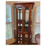 Lighted Curio Cabinet with Glass Shelves and Curved Glass Sides 36”x 13”x 76”