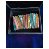 Multi-color Iridescent Mother of Pearl or Abalone Shell Stretch Cuff Bracelet.