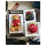 Set of 3 Porcelain Ornaments- New In Box