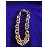 Vintage Gold-Tone Chain Link Bracelet with a Magnetic Clasp and a Spring Ring Clasp.