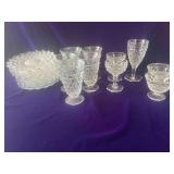 Miscellaneous Vintage Fostoria American - 5 Tea Glasses, 1 Water Goblets, 2 Champagne Glasses, 2 Sherbet Cups and 11 Plates