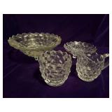 Anchor Hocking - 2 Footed Bowls, Creamer and Sugar Bowl