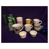 Miscellaneous Cups/Mugs, Vases, Cruet, Glass and Ramekins