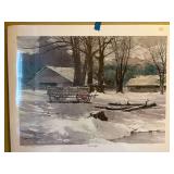 Signed Michael Sloan Print Snow Wagon 28.5”x22.5”