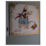 31.5 x 31.5 Dog Oil Painting  Canvas that has been Hand-Embellished with Textured Brush Strokes.