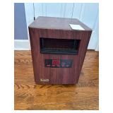 Small Electric Space Heater- Wood Tone Exterior on Wheels
