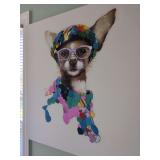 31.5 x 31.5 Dog Oil Painting  Canvas that has been Hand-Embellished with Textured Brush Strokes.