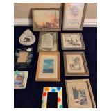 Misc Box of Small Frames and Framed Pictures