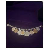 Milor 925 Sterling Silver Italian Lire Coin Charm Bracelet