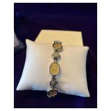 Vintage Phillip Gabriel for Flli Menegatti Tagliamonte Silver and 18K Gold Bracelet.