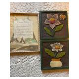 Framed Dearest Mother Poem and 2-8x8 Wooden Flower Pictures