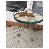 Glass and Metal Side Table with Shells