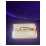 Goldtone with Center Silvertone Geometric Center Stripe Hinged Bangle Bracelet