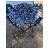 MAOS Steel Indoor-Outdoor Folding Large Moon Chair with Zebra Print