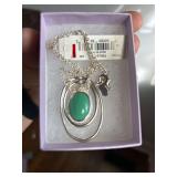 NEW-Emma James by Liz Claiborne Necklace with a Silver-Tone chain and a Turquoise Colored Pendant.
