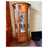 Oak Bow front Curio cabinet