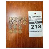 (14) Wheat Pennies - (1)1916 (1)1942 (2)1944 (2)1945 (2)1946 (1)1951 (1)1952 (2)1953 (2)1957