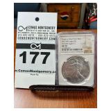 2021 - (W) Silver Eagle 1oz Fine Silver One Dollar Coin - Heraldic Eagle T-1 - MS70 NGC