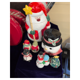 Santa Cookie Jar, Snowman Candy Jar, Salt Pepper Shakers, Wooden Box