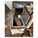 Cooler with 3 Cast Iron Skillets