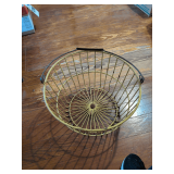 Vintage Yellow Coated Metal Wire Gathering Egg Basket
