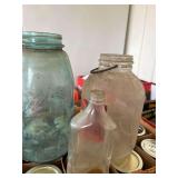 Vintage Blue Ball Jar, Syrup  Bottles