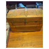 Antique Camelback Trunk with Insert 28x15x19”
