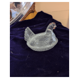 Clear Glass Hen on Nest