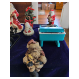 Christmas Decorations and French Garnishing Cutter, Christmas Bell, 4 Santas 2 Metal Candle Holders