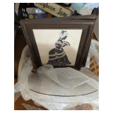 2 Silhouette Pictures 14.5 x 16 2 Large Round Glass 19"