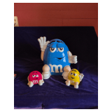 Vintage 10" "Cool Blue" Cookie Jar and Two Small Yellow and Red M&M
