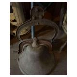 Antique 16” American Casting Iron Bell with Housing