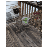 Salvage Lot Wire Shelf, Rooster Plant Stand