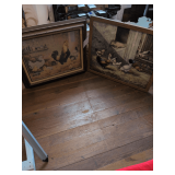 2 Framed Rooster Pictures 26 x 22 and Oil Rooster Painting 26 x 22