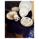Dishes, 1 Place Setting Royal Swirl Fine China, Large Rooster Bowl, Rooster Plate and Cup