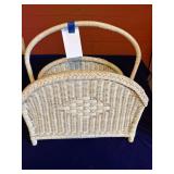 White Wicker Magazine Basket