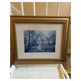 Wood Framed Cottage Print 25.5x22