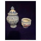 Ceramic Urn, Small Pot with Flowers