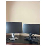 2 Dell Monitors and Sound Bar