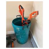 Black and Decker Hedge Trimmer, 2 Weed Whips and Garbage Can