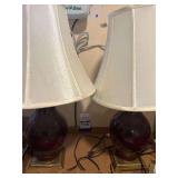 Pair of Ceramic Lamps- Redish Brown