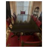 Dark Wood Table and 8 Chairs  35.5”x83”x28”