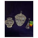 Crystal Candy Dish, Vase and Bell