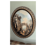 Vintage oval frame with print