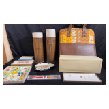 Vintage thermos with linens and watch