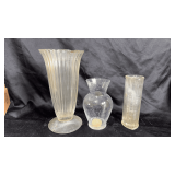 Vintage swung glass vases.