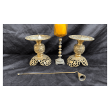 Vintage brass candle stands.