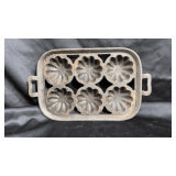 vintage cast iron 'Turk's Head' gem pan,